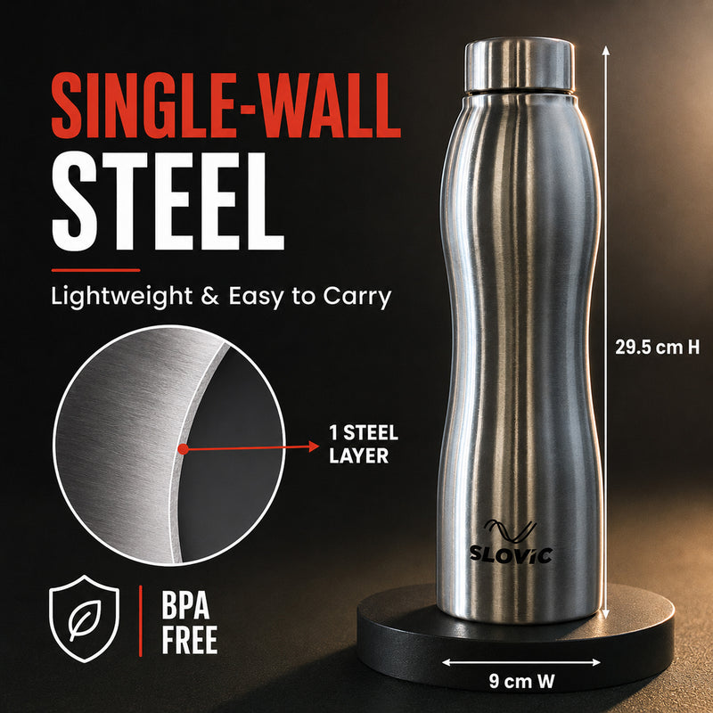 Essence Steel Water Bottle 1L - Stainless Steel Bottle for Home, Gym & Travel