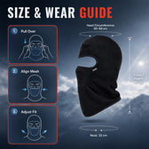 Winter Balaclava Face Mask - Black - Warm Full-Head Coverage