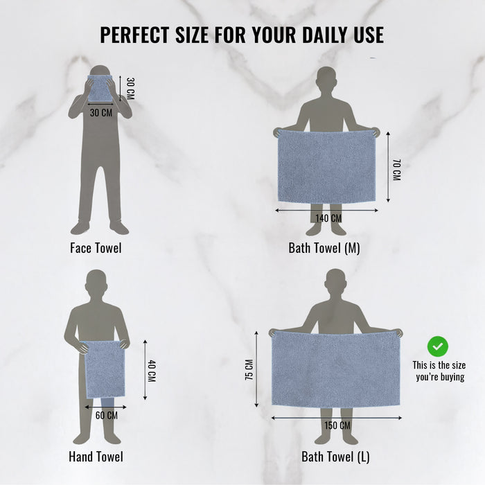 Slovic Cotton Bath Towel 450 GSM | Ultra Soft, Fade-Resistant | 30 x 60 Inch | Grey