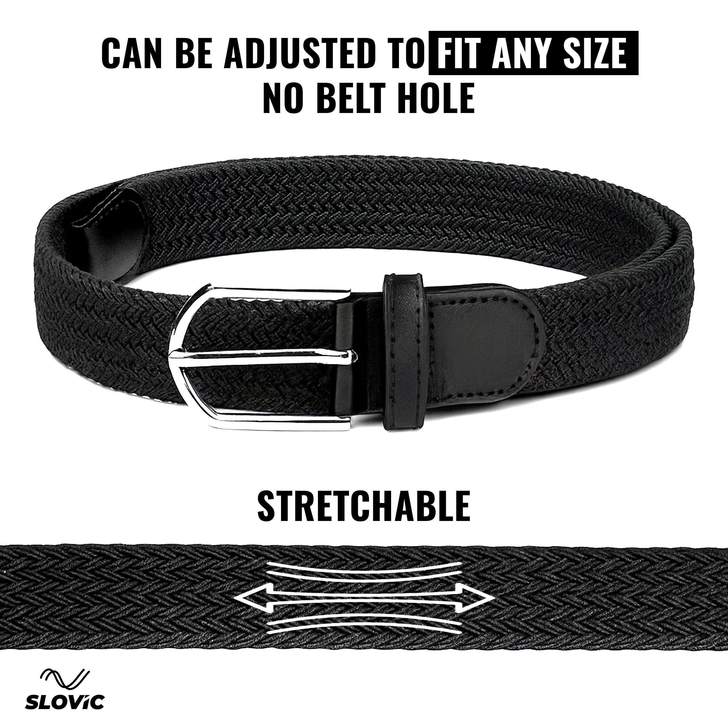 Braided Nylon Woven Belt- Black