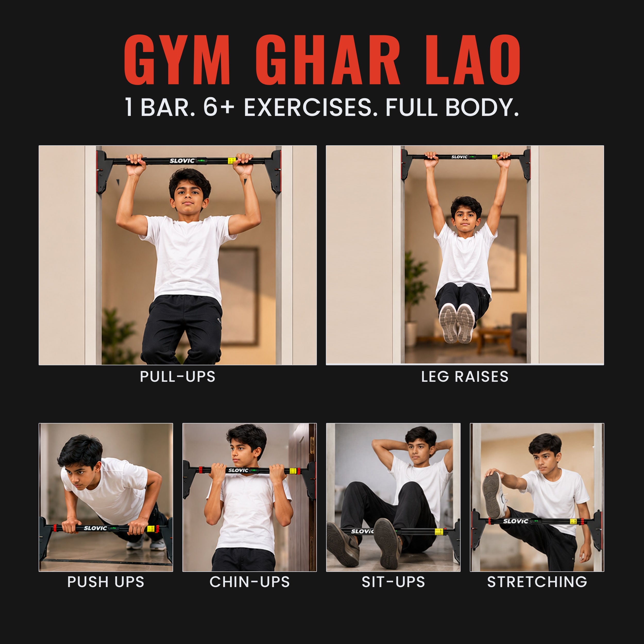 Heavy Duty Pull Up Bar For Home- 300 Kg | Kid