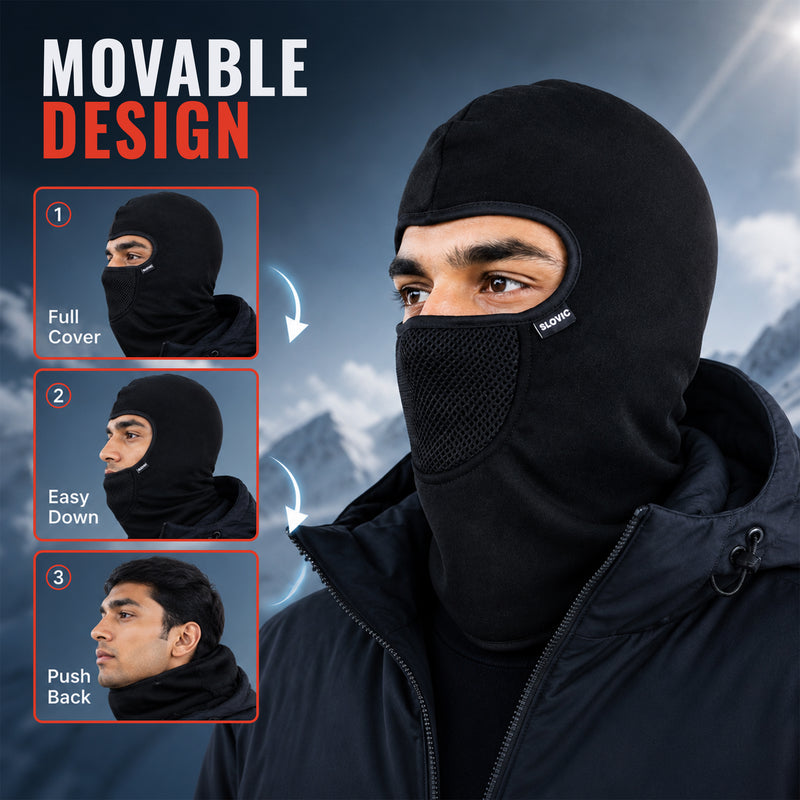 Winter Balaclava Face Mask - Black - Warm Full-Head Coverage