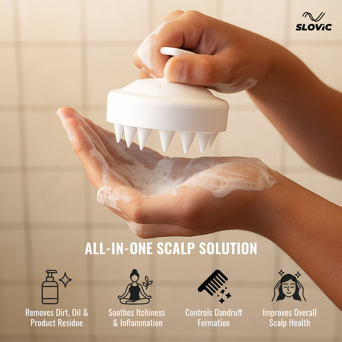 Slovic Head Massager for Scalp & Shampoo Brush with Soft Silicone Brush | Hair Massager for Hair Growth | Ideal for Dandruff Prevention, Oil Control, Blood Flow, Scalp Massage & Cleaning