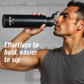 Steel Bottle 1L | Mat Black, Fridge | Sipper