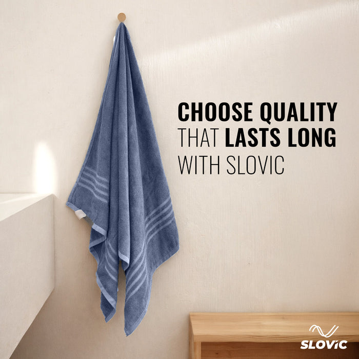 Slovic Cotton Bath Towel 450 GSM | Ultra Soft, Fade-Resistant | 30 x 60 Inch | Grey