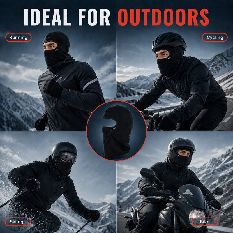 Winter Balaclava Face Mask - Black - Warm Full-Head Coverage