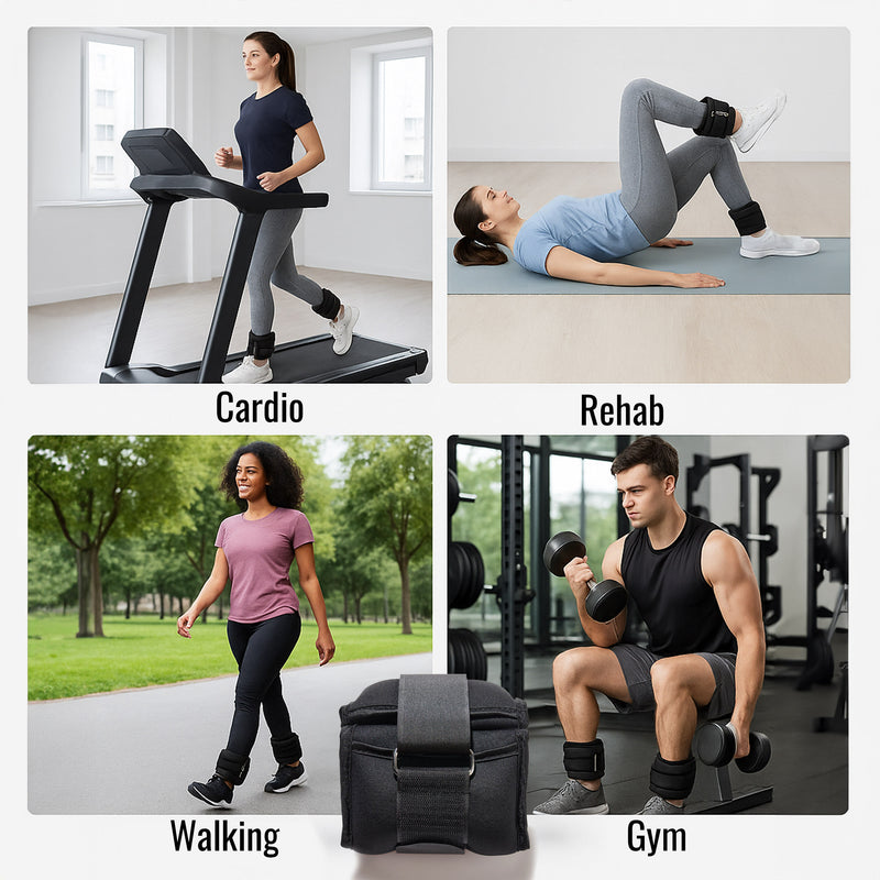 Ankle Weights 1,2,4 KG Pair - Adjustable Leg Weights for Home Gym & Workout
