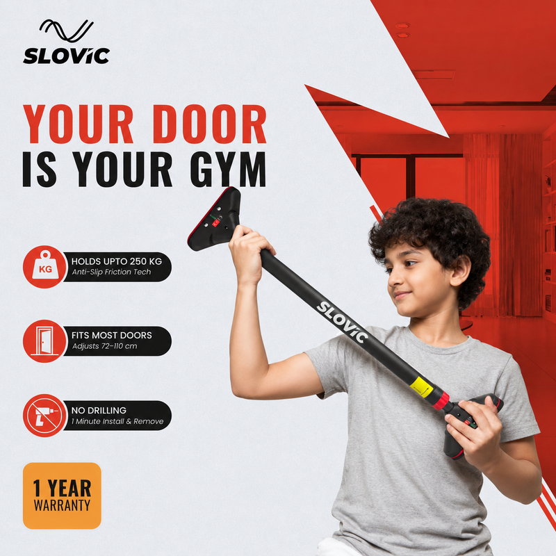 250 kg Adjustable No Screw Pull Up Bar - Wider Grip - Kid