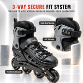 Inline Skating Shoes for Kids - 4 Wheel Roller Skates with RGB - Light Aluminium Frame & ABEC Bearings - Indoor & Outdoor Skates