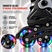 Inline Skating Shoes for Kids - 4 Wheel Roller Skates with RGB - Light Aluminium Frame & ABEC Bearings - Indoor & Outdoor Skates
