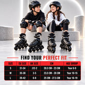 Inline Skating Shoes for Kids - 4 Wheel Roller Skates with RGB - Light Aluminium Frame & ABEC Bearings - Indoor & Outdoor Skates