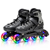 Inline Skating Shoes for Kids - 4 Wheel Roller Skates with RGB - Light Aluminium Frame & ABEC Bearings - Indoor & Outdoor Skates