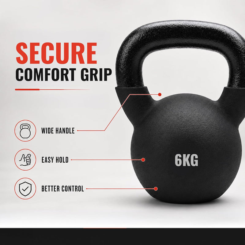 Kettlebell 6 KG - Neoprene Kettle Bell for Home Gym & Workout - Soft Anti-Slip Handle