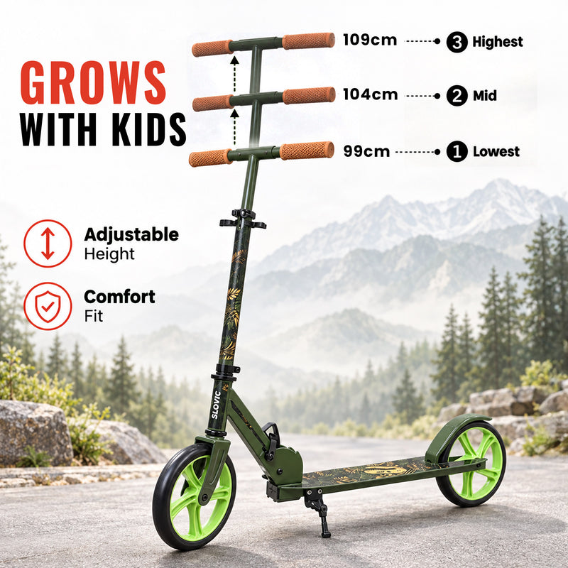 Aluminium Kick Scooter for Kids - Lightweight Foldable Scooter - Green