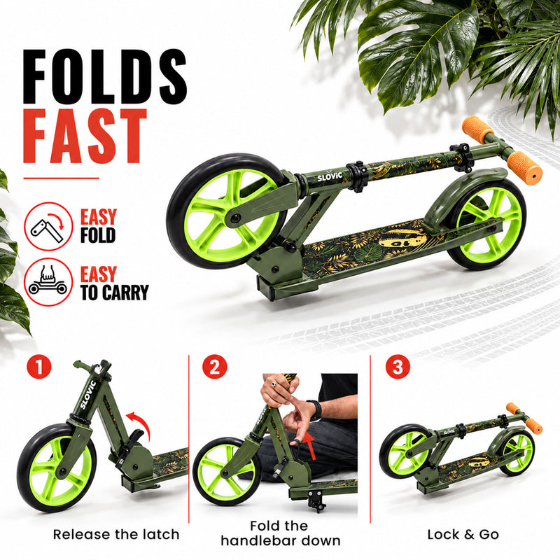 Aluminium Kick Scooter for Kids - Lightweight Foldable Scooter - Green