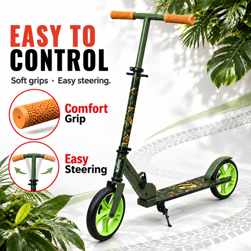 Aluminium Kick Scooter for Kids - Lightweight Foldable Scooter - Green