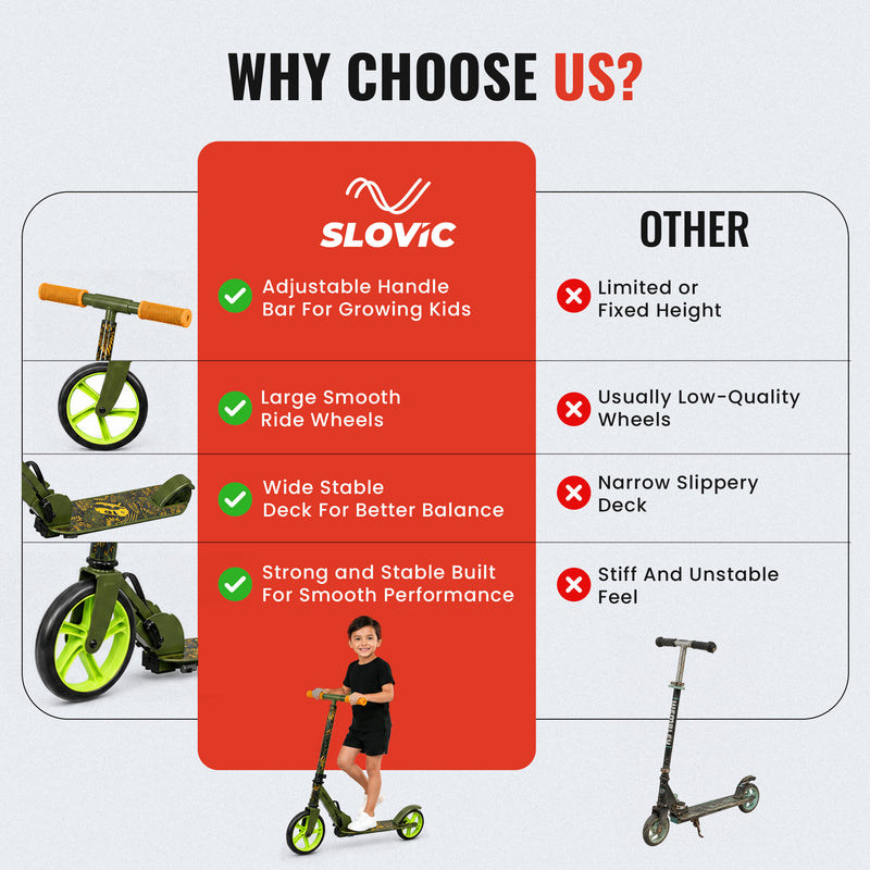 Aluminium Kick Scooter for Kids - Lightweight Foldable Scooter - Green