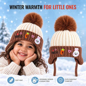 CozyCub Brown Bunny Winter Cap for Kids