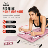 Pilates Board for Abs & Core - Foldable AB Trainer with Resistance Ropes & Digital Timer
