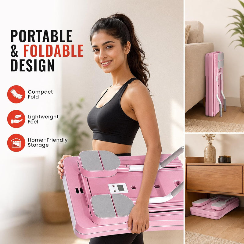 Pilates Board for Abs & Core - Foldable AB Trainer with Resistance Ropes & Digital Timer