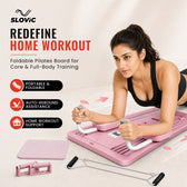 Pilates Board for Abs & Core - Foldable AB Trainer with Resistance Ropes & Digital Timer