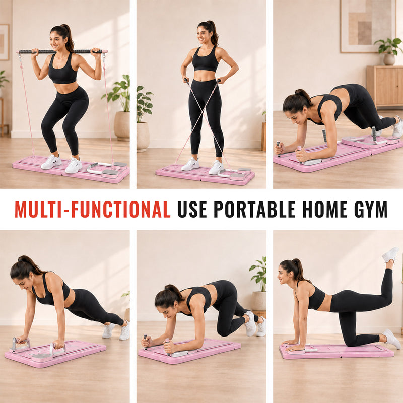 Pilates Board for Abs & Core - Foldable AB Trainer with Resistance Ropes & Digital Timer