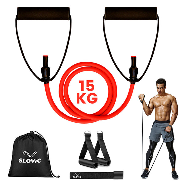 SLOVIC Resistance Tubes | Heavy-Duty Natural Latex | Red - Upto 15 Kg