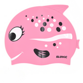 Fish Print Swim Cap for Girls (Pink) – 100% Silicone | Anti-Chlorine, Tear-Resist, Reduces Drag