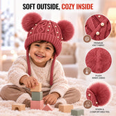 CozyPearl Rose Pink Winter Cap for Kids