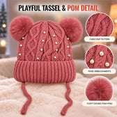 CozyPearl Rose Pink Winter Cap for Kids