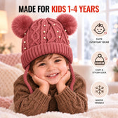 CozyPearl Rose Pink Winter Cap for Kids