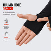Arm Sleeves with Thumb - Black - Sports & Outdoor Use