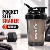 Pocket Shaker Bottle 500ml - Compact & Lightweight - Black - Gym & Travel