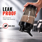Pocket Shaker Bottle 500ml - Compact & Lightweight - Black - Gym & Travel