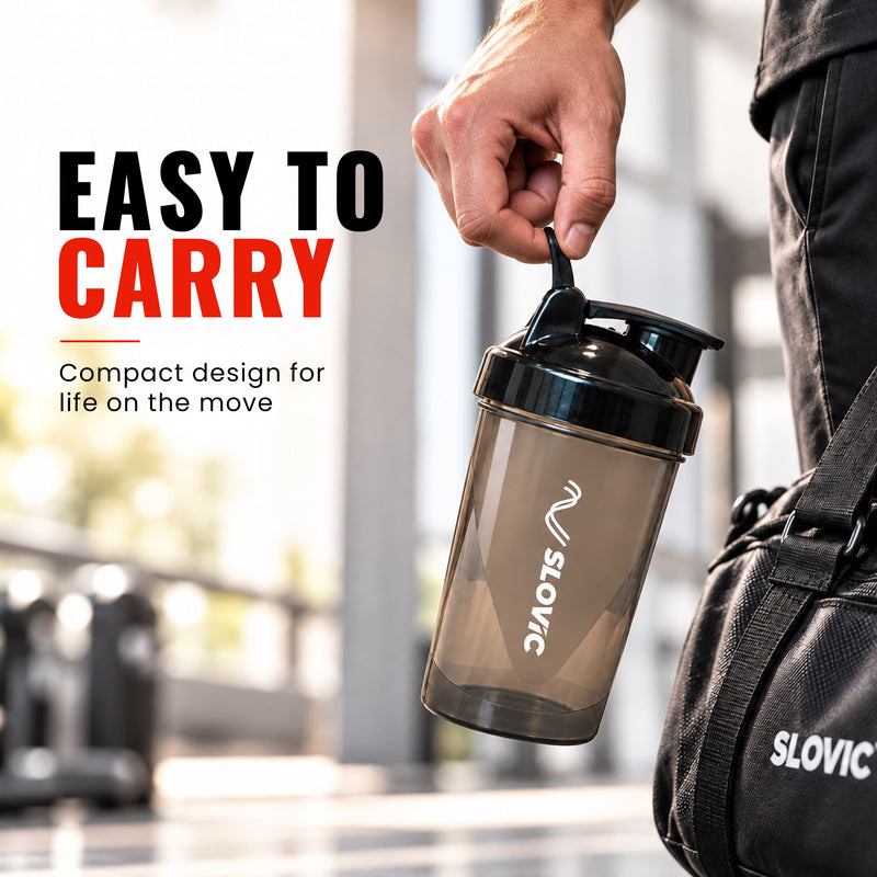 Pocket Shaker Bottle 500ml - Compact & Lightweight - Black - Gym & Travel