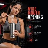 Stainless Steel Shaker Bottle - 750ml - Silver - Gym & Protein Shaker