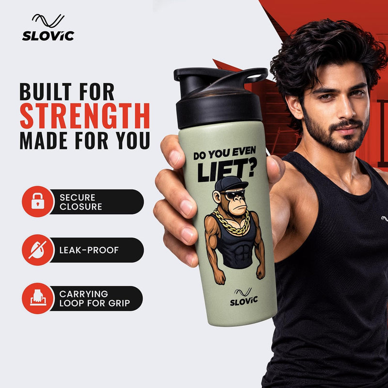 Stainless Steel Shaker  [750 ML] - Ape Printed Gym Shaker Bottle - Protein Shaker for Gym, Workout & Sports - Multicolour