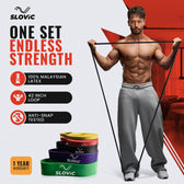 Set Of 5 - Resistance Bands – Yellow, Red, Black, Purple, Green.