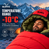Sleeping Bag 7ft & (-10C) Red & Black - Polyester - Camping & Outdoor