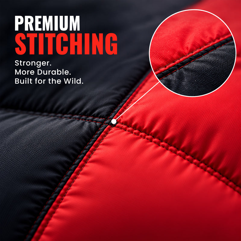 Sleeping Bag 7ft & (-10C) Red & Black - Polyester - Camping & Outdoor