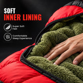 Sleeping Bag 7ft & (-10C) Red & Black - Polyester - Camping & Outdoor