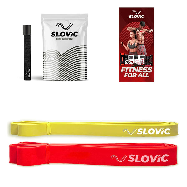 Slovic Resistance Band Pull up Training Bands for Calisthenics (Red + Yellow)