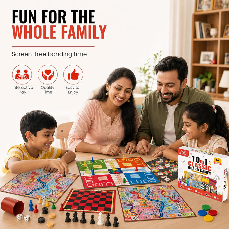 10-in-1 Board Games Set for Kids & Family