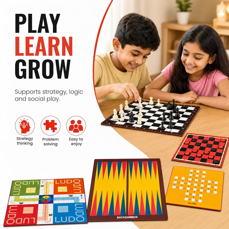 10-in-1 Board Games Set for Kids & Family