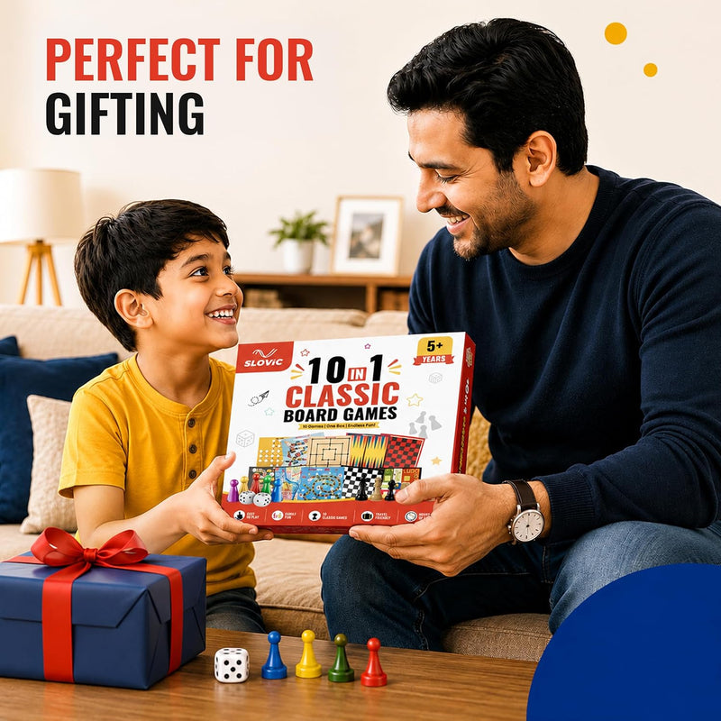 10-in-1 Board Games Set for Kids & Family