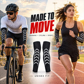 Arm Sleeves - Stretchable & Lightweight Sports Sleeves with Radium Design - Gym, Running & Cycling