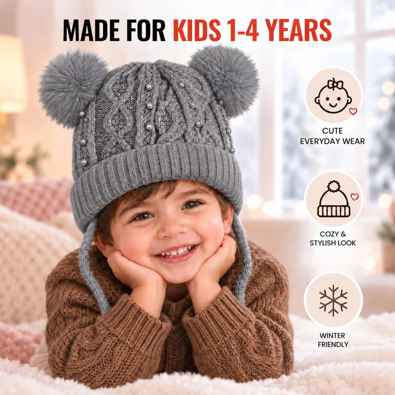 CozyPearl Kids Winter Cap – Grey