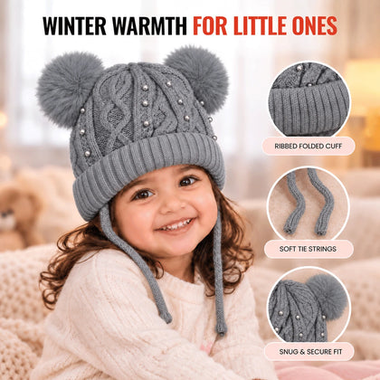 CozyPearl Kids Winter Cap – Grey