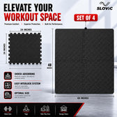 Gym Floor Mat 10mm - Anti-Slip Waterproof EVA Puzzle Mat - 24×24 Inch - Set of 4