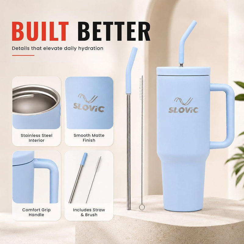 1.2L Stainless Steel Tumbler with Straw